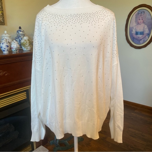 89th + Madison • Ivory Embellished Dolman Sleeve Sweater • XL • NWT - Picture 1 of 8